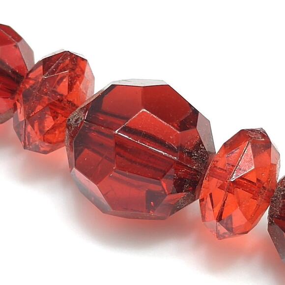 Claire's Red Beaded Necklace, 27 Inches, Largest Bead 16mm, Acrylic Red Beads - Picture 4 of 7